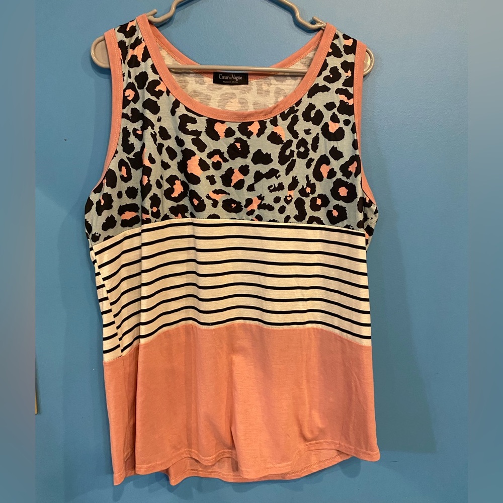 EUC Couer de Vague Leopard Print Sleeveless Top size XL